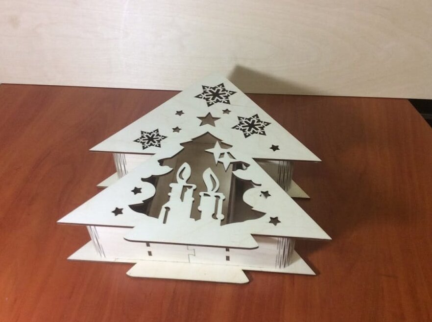 Σετ των 3 Intra απο ξύλο plywood 3mm-4mm πάχος – ξύλο κιβωτίων συσκευασίας δώρου Χριστουγεννιάτικου δέντρου 30x30 cm INTRAVECTRY-MY547775