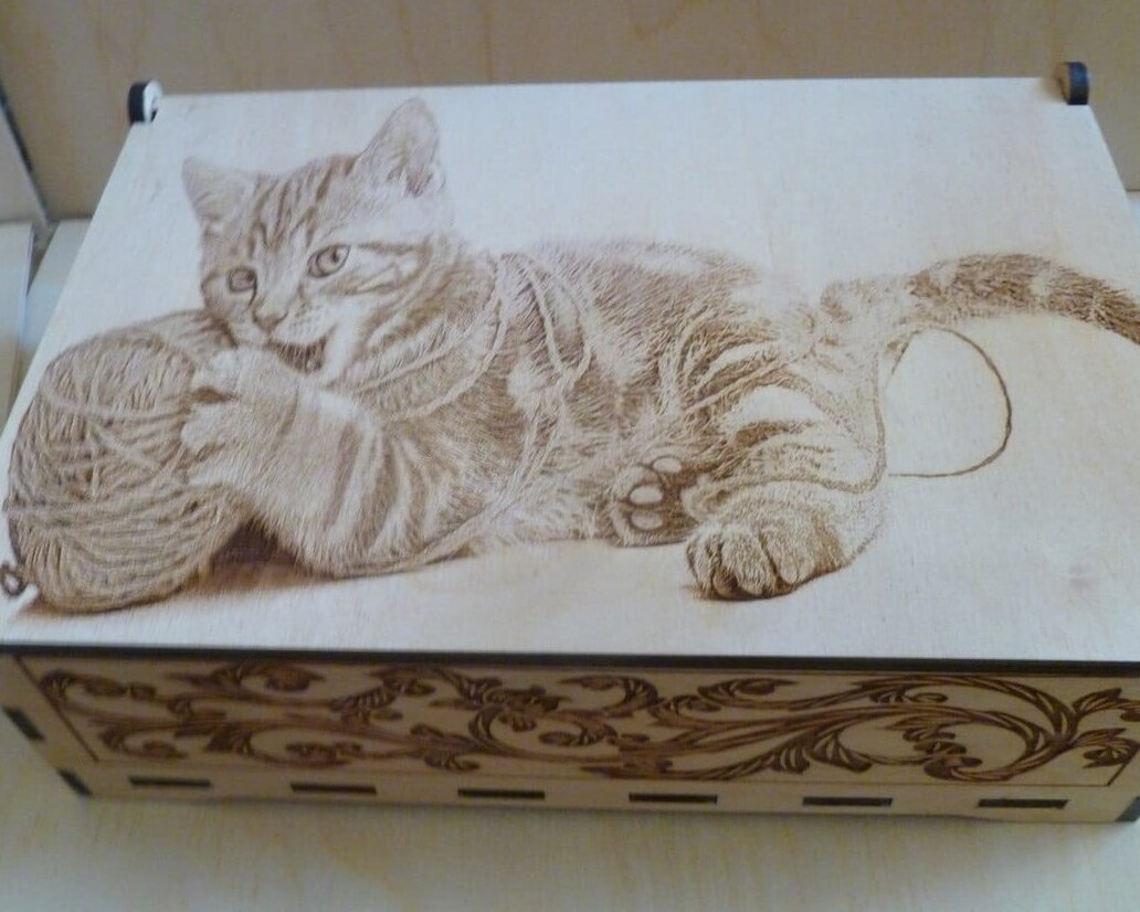 Intra απο ξύλο plywood 3mm-4mm πάχος – Χαραγμένο ξύλο Ξύλινου Κουτιού Cat 50x60 cm INTRAVECTRY-MY557066