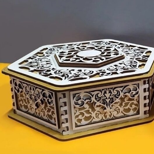 Σετ των 2 Intra απο ξύλο plywood 3mm-4mm πάχος – ξύλο Εξάγωνο Διακοσμητικό Μπομπονιέρα 30x35 cm INTRAVECTRY-MY555300