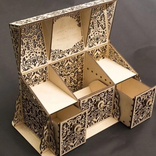 Intra απο ξύλο plywood 3mm-4mm πάχος – Scroll Saw Pattern Jewelry Box 10x10 cm INTRAVECTRY-MY546174