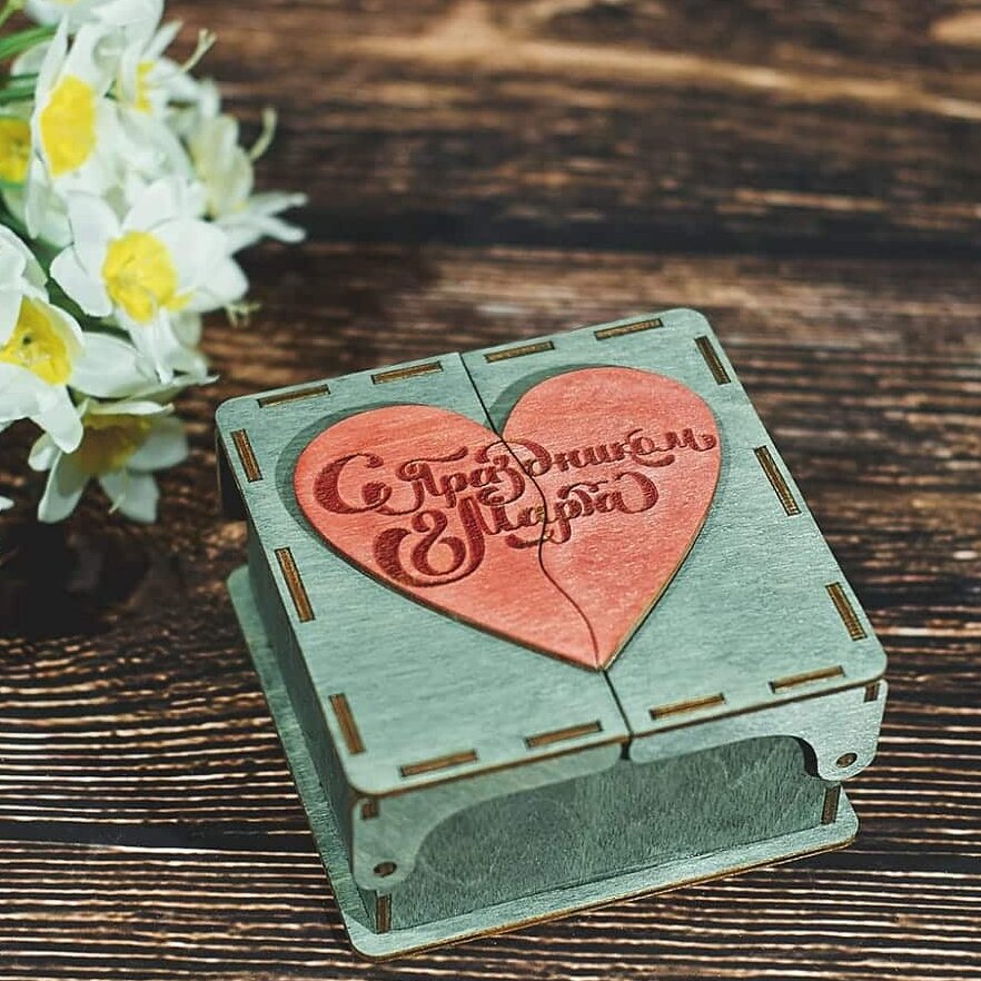 Σετ των 3 Intra απο ξύλο plywood 3mm-4mm πάχος – Διπλό αρθρωτό κουτί με λίμα με καπάκι παζλ Heart 25x30 cm INTRAVECTRY-MY556992