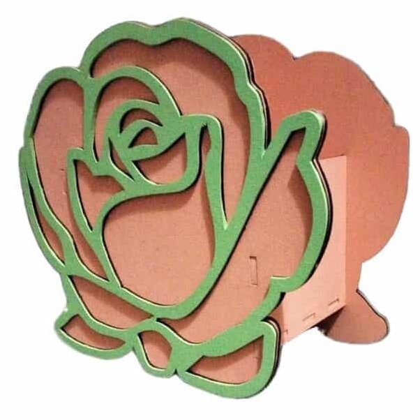 Σετ των 2 Intra απο ξύλο plywood 3mm-4mm πάχος – ξύλο ξύλινο κουτί λουλουδιών σε σχήμα τριαντάφυλλου 25x25 cm INTRAVECTRY-MY560599