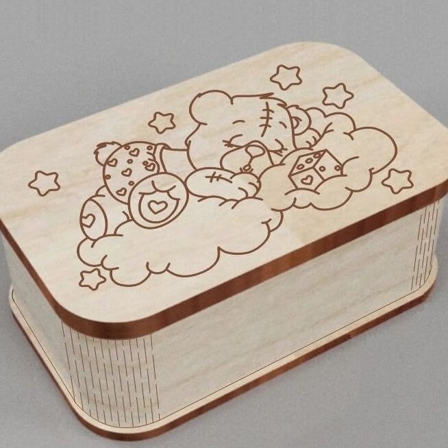 Σετ των 3 Intra απο ξύλο plywood 3mm-4mm πάχος – Ξύλινο κουτί Sweet Dreams με χαριτωμένο ξύλο τέχνης χαρακτικής με χαριτωμένο Panda 10x10 cm INTRAVECTRY-MY561401