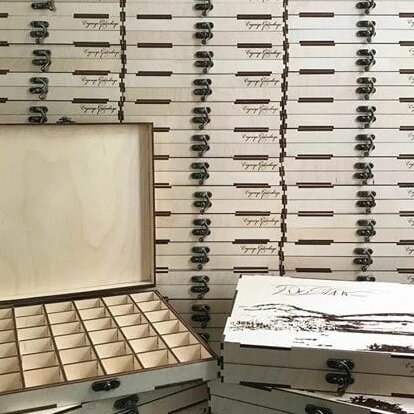 Σετ των 2 Intra απο ξύλο plywood 3mm-4mm πάχος – Ξύλινο Διπλό Κουτί Αποθήκευσης με Διατομές Λίμα 3mm 4mm 8mm 15x20 cm INTRAVECTRY-MY555684