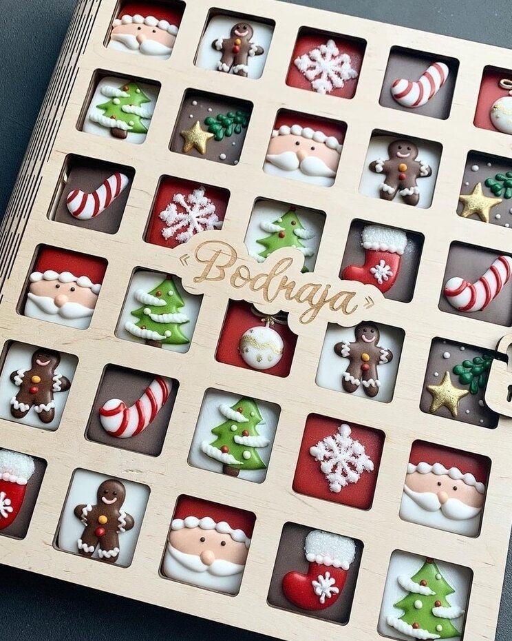 Σετ των 3 Intra απο ξύλο plywood 3mm-4mm πάχος – Κουτί με μπισκότα μελόψωμο σοκολάτας για Χριστουγεννιάτικο ξύλο 25x30 cm INTRAVECTRY-MY547928