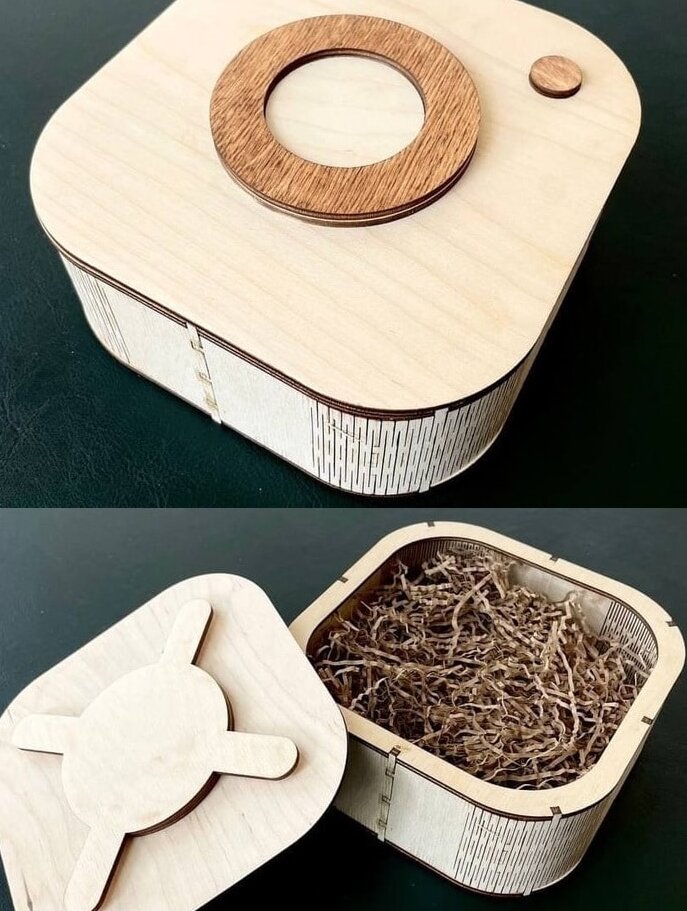 Intra απο ξύλο plywood 3mm-4mm πάχος – Κουτί δώρου από κόντρα πλακέ Instagram Sign με περιστρεφόμενο καπάκι κλειδαριά 4mm 17x6cm ξύλο 40x45 cm INTRAVECTRY-MY556880