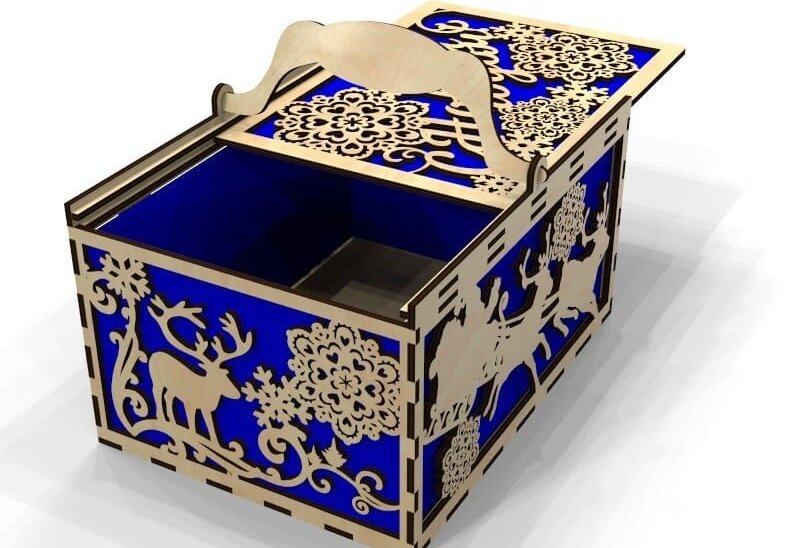 Σετ των 3 Intra απο ξύλο plywood 3mm-4mm πάχος – Διακοσμητικό χριστουγεννιάτικο κουτί θησαυρού με συρόμενο καπάκι 35x40 cm INTRAVECTRY-MY547983