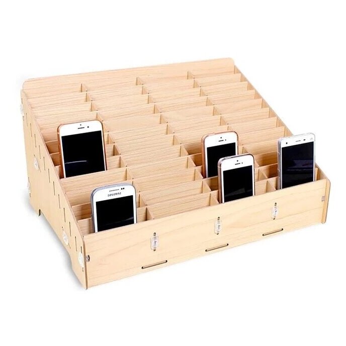 Intra απο ξύλο plywood 3mm-4mm πάχος – ξύλο Ξύλινο 48 Grid Storage Box για Κινητά Τηλέφωνα 30x30 cm INTRAVECTRY-MY556319