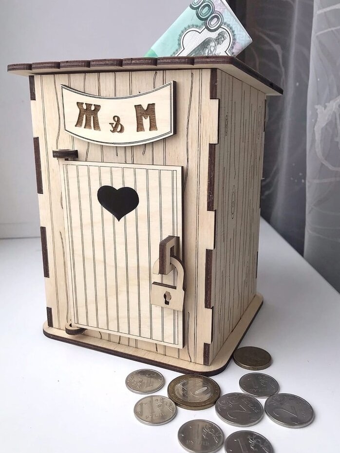 Intra απο ξύλο plywood 3mm-4mm πάχος – ξύλο Τουαλέτας Χώρας Piggy Bank 40x40 cm INTRAVECTRY-MY546280