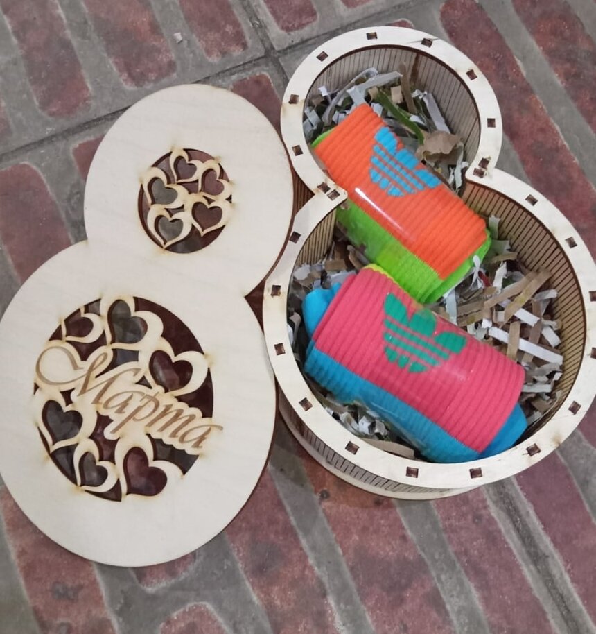 Intra απο ξύλο plywood 3mm-4mm πάχος – Κουτί σε σχήμα αριθμού 8 Μαρτίου Δώρο 45x50 cm INTRAVECTRY-MY556699