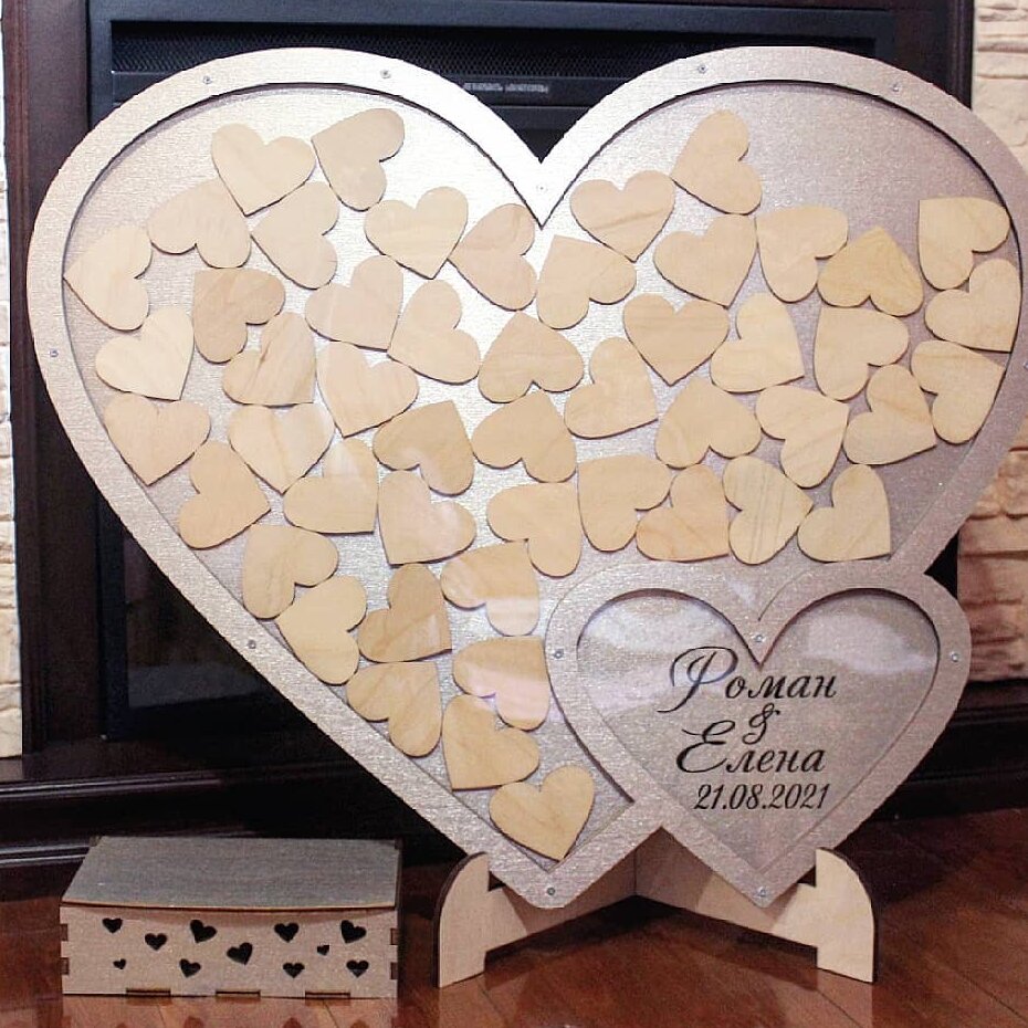 Intra απο ξύλο plywood 3mm-4mm πάχος – Βιβλίο Επισκεπτών Γάμου Πλαίσιο Drop Box σε σχήμα καρδιάς 40x40 cm INTRAVECTRY-MY556705