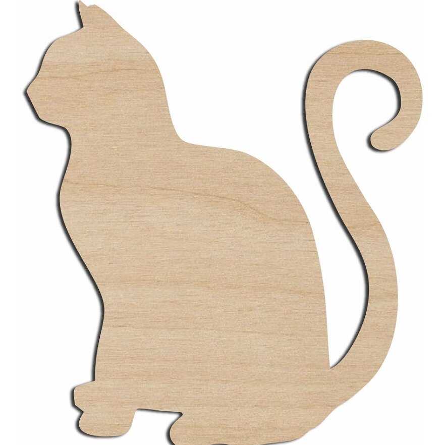 Σετ των 3 Intra απο ξύλο plywood 3mm-4mm πάχος – Γάτα που κάθεται με ουρά επάνω Κόψτε ξύλινη πινακίδα Ξύλινο ξύλο χειροτεχνίας 35x40 cm INTRAVECTRY-MY551113
