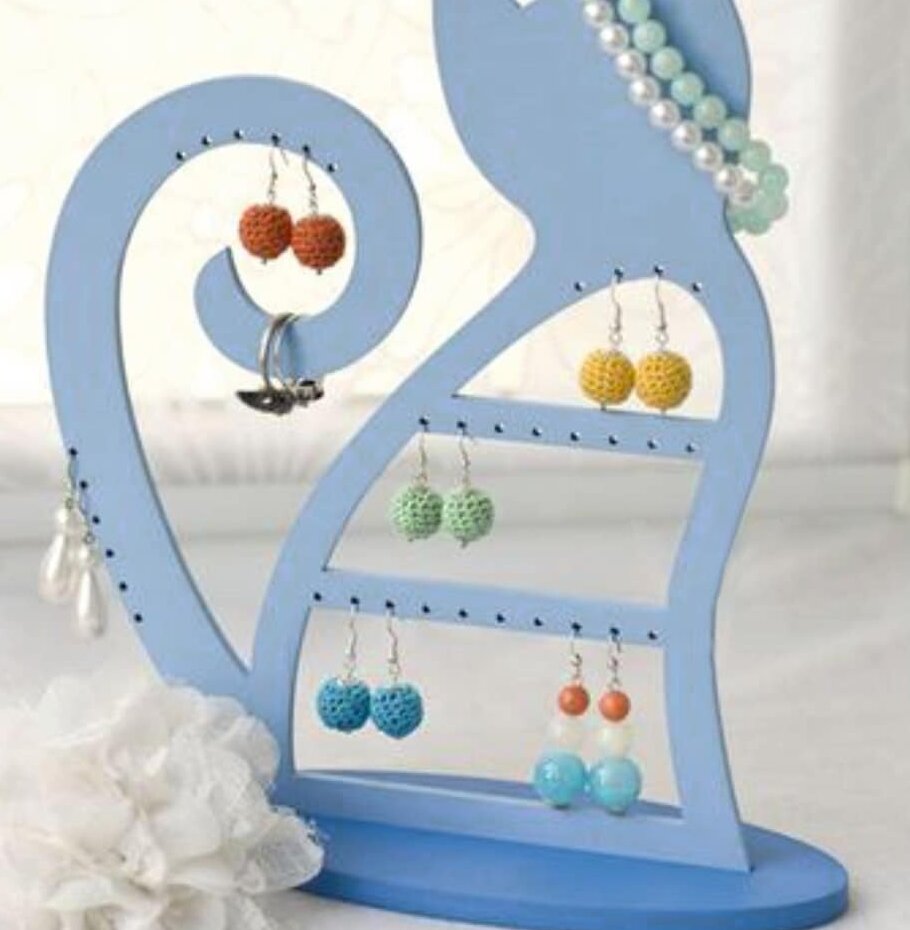 Intra απο ξύλο plywood 3mm-4mm πάχος – Ξύλινο Σκουλαρίκι Γάτας Λίμα επίδειξης κοσμημάτων 45x50 cm INTRAVECTRY-MY556053