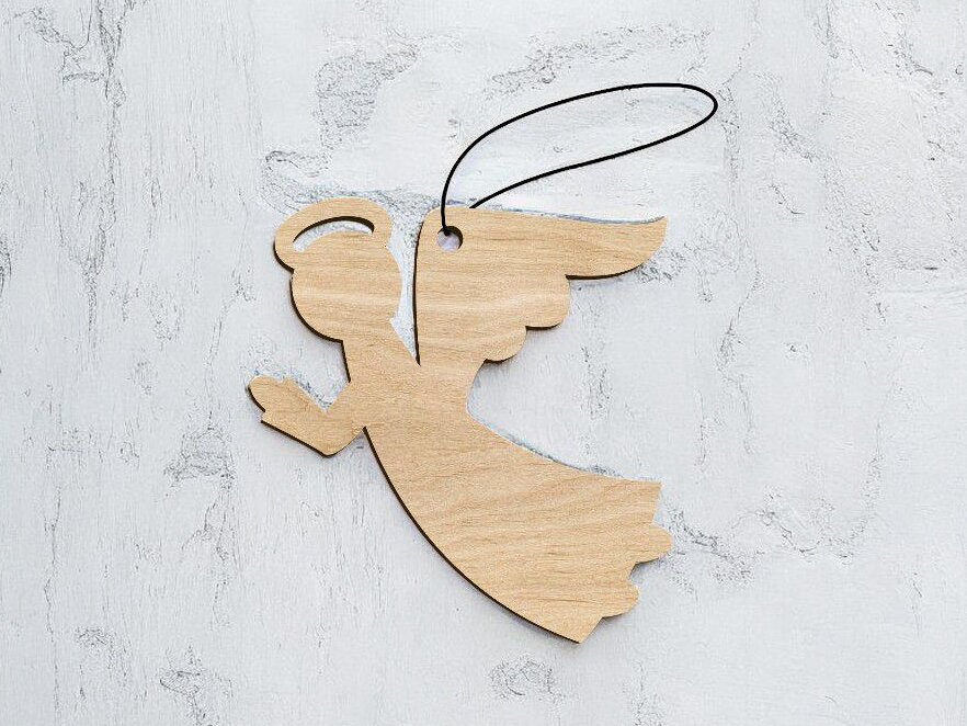 Intra απο ξύλο plywood 3mm-4mm πάχος – Χριστουγεννιάτικο στολίδι αγγέλου 30x30 cm INTRAVECTRY-MY551578