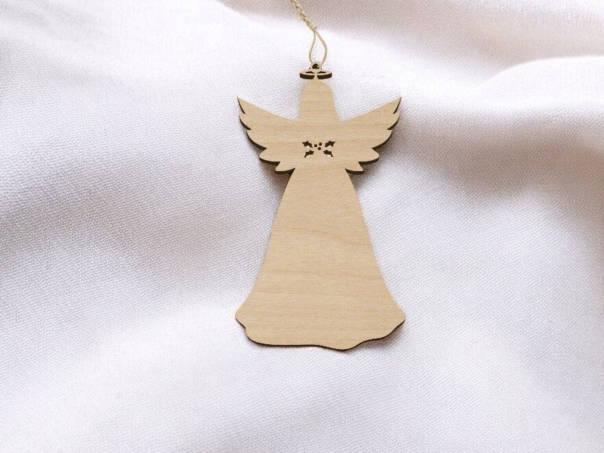 Σετ των 3 Intra απο ξύλο plywood 3mm-4mm πάχος – Χριστουγεννιάτικο δέντρο στολίδι αγγέλου 35x40 cm INTRAVECTRY-MY551064