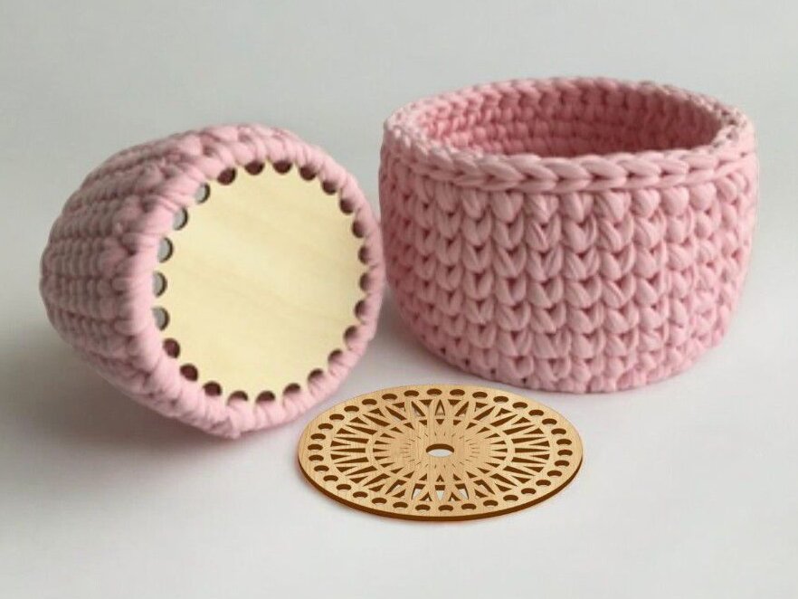 Σετ των 2 Intra απο ξύλο plywood 3mm-4mm πάχος – Καλάθι με βελονάκι Ξύλινο σχέδιο βάσης 20x25 cm INTRAVECTRY-MY553714