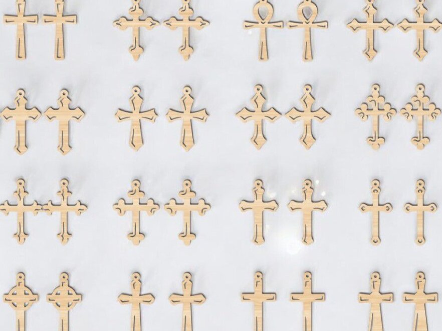 Σετ των 2 Intra απο ξύλο plywood 3mm-4mm πάχος – Σταυρωτά σκουλαρίκια 40x45 cm INTRAVECTRY-MY553830