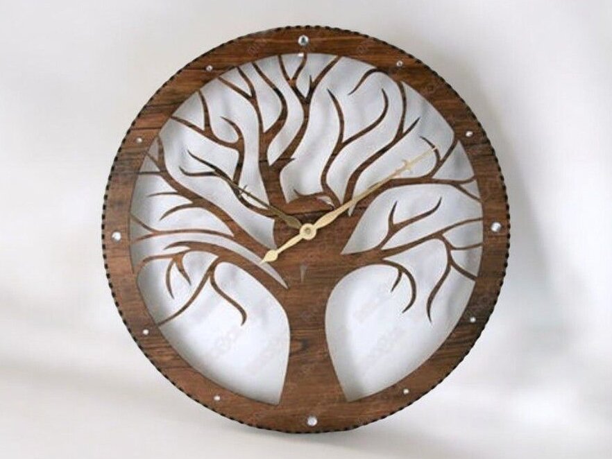 Intra απο ξύλο plywood 3mm-4mm πάχος – Ρολόι τοίχου Tree of Life 30x30 cm INTRAVECTRY-MY547223