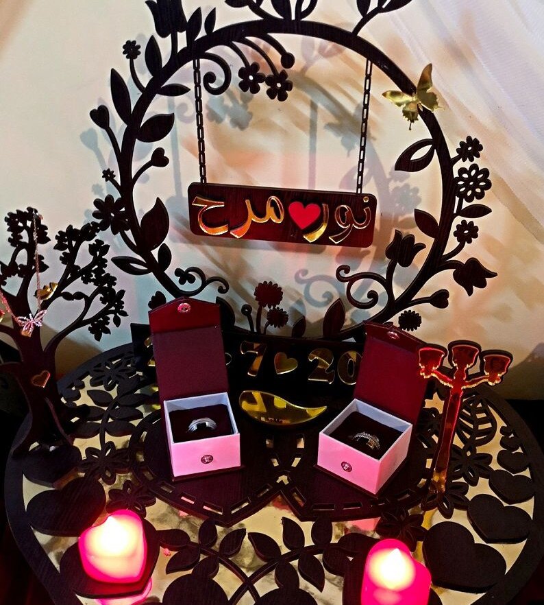 Intra απο ξύλο plywood 3mm-4mm πάχος – Διακοσμητική πιατέλα με δαχτυλίδι αρραβώνων 35x40 cm INTRAVECTRY-MY547241