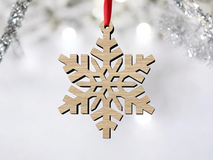 Σετ των 3 Intra απο ξύλο plywood 3mm-4mm πάχος – Στολίδι με νιφάδα χιονιού Διακόσμηση χριστουγεννιάτικου δέντρου 35x40 cm INTRAVECTRY-MY558196