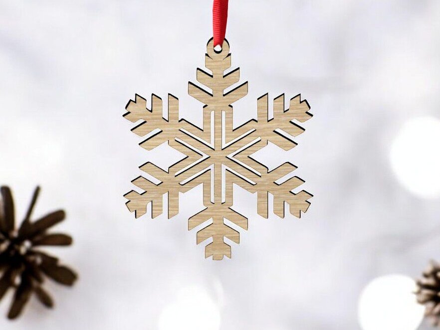 Σετ των 3 Intra απο ξύλο plywood 3mm-4mm πάχος – Στολίδι με 6 μυτερές νιφάδες χιονιού 35x40 cm INTRAVECTRY-MY559240