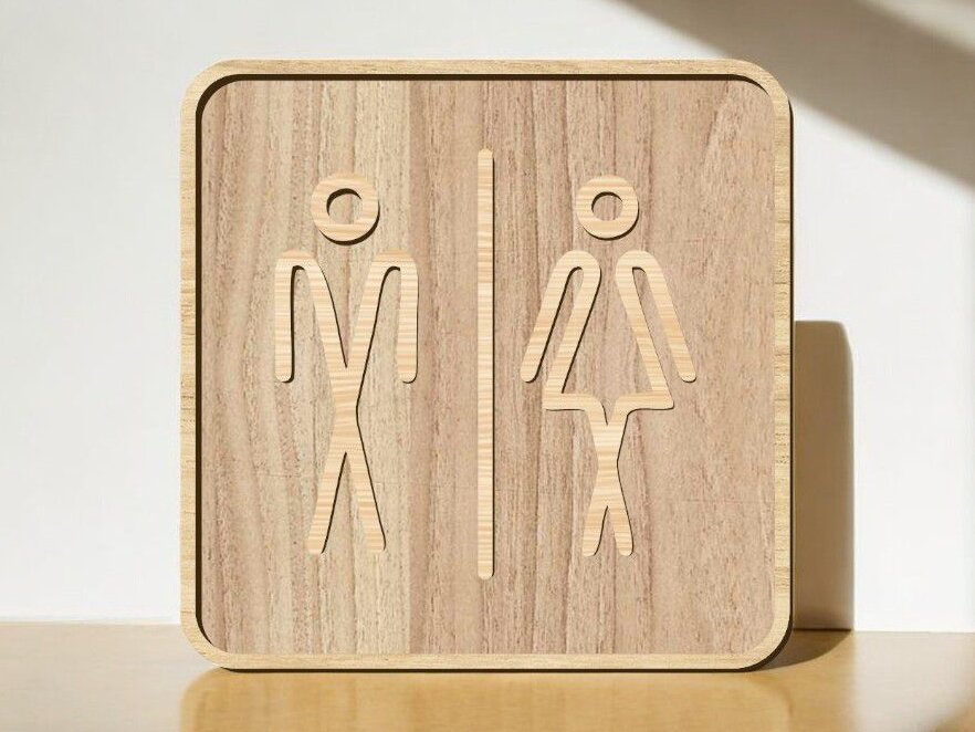 Intra απο ξύλο plywood 3mm-4mm πάχος – Σημάδι τουαλέτας ανδρών και γυναικών 40x45 cm INTRAVECTRY-MY552082