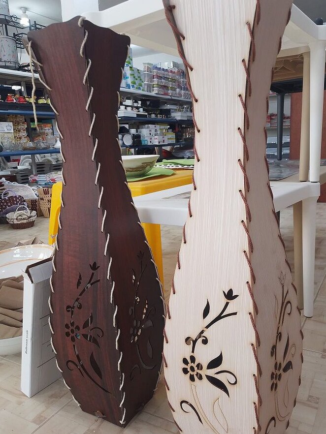 Σετ των 2 Intra απο ξύλο plywood 3mm-4mm πάχος – Ξύλινο βάζο με λουλούδια ξύλο CDR 20x20 cm INTRAVECTRY-MY554229