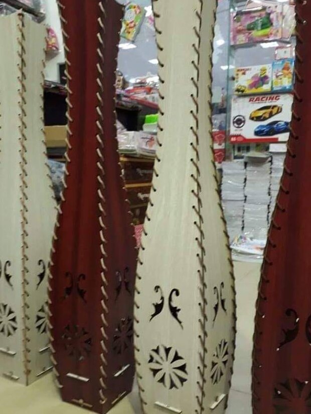 Intra απο ξύλο plywood 3mm-4mm πάχος – Ξύλινο βάζο με λουλούδια σε αραβικό στυλ ξύλο CDR 12x15 cm INTRAVECTRY-MY557116