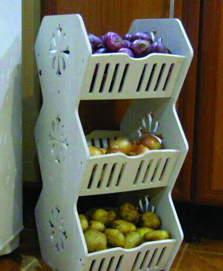 Intra απο ξύλο plywood 3mm-4mm πάχος – Ξύλινη σχάρα λαχανικών 3 επιπέδων 40x45 cm INTRAVECTRY-MY557707