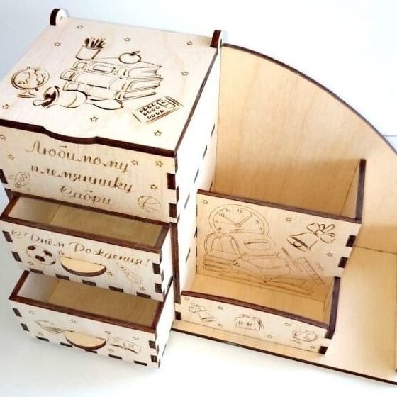 Intra απο ξύλο plywood 3mm-4mm πάχος – Μοναδικό ξύλο Office Desk Organizer 40x45 cm INTRAVECTRY-MY551248