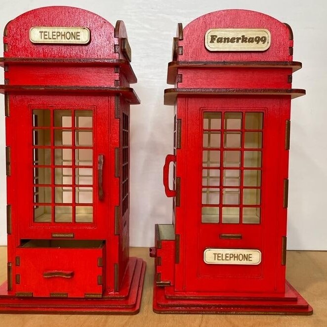 Σετ των 2 Intra απο ξύλο plywood 3mm-4mm πάχος – ξύλο θήκης μολυβιού για τηλεφωνικό θάλαμο Λονδίνου 12x15 cm INTRAVECTRY-MY558430