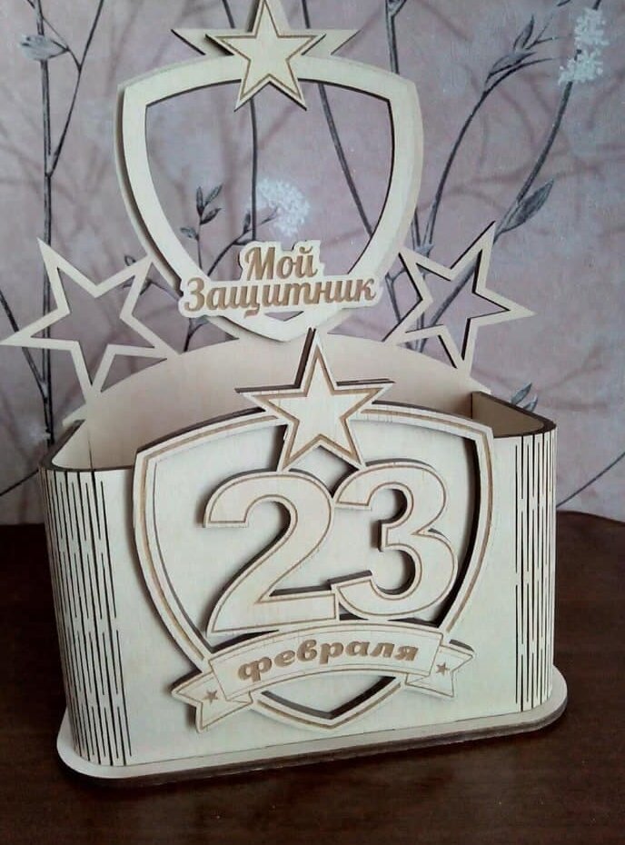 Σετ των 2 Intra απο ξύλο plywood 3mm-4mm πάχος – Δώρο μολυβοθήκης από κόντρα πλακέ για ΑΡΧΕΙΟ 23 Φεβρουαρίου 30x35 cm INTRAVECTRY-MY558444