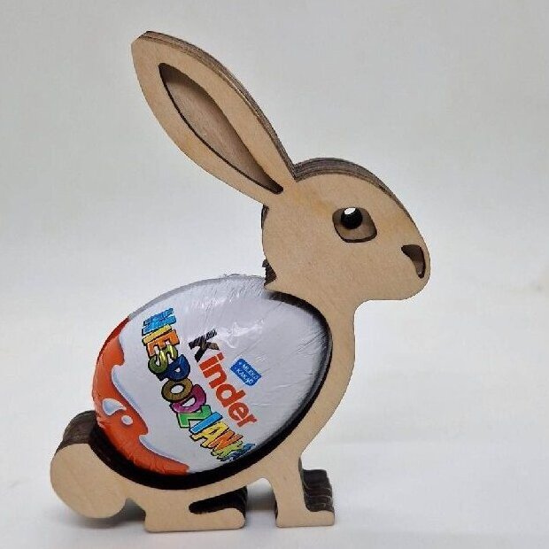 Σετ των 3 Intra απο ξύλο plywood 3mm-4mm πάχος – ξύλο Αυγοθήκης με σοκολατένιο λαγουδάκι 10x10 cm INTRAVECTRY-MY547737