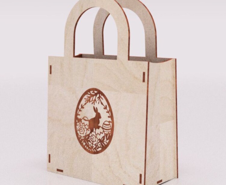 Σετ των 3 Intra απο ξύλο plywood 3mm-4mm πάχος – ξύλο Ξύλινης τσάντας πασχαλινής συσκευασίας δώρου 20x20 cm INTRAVECTRY-MY547749