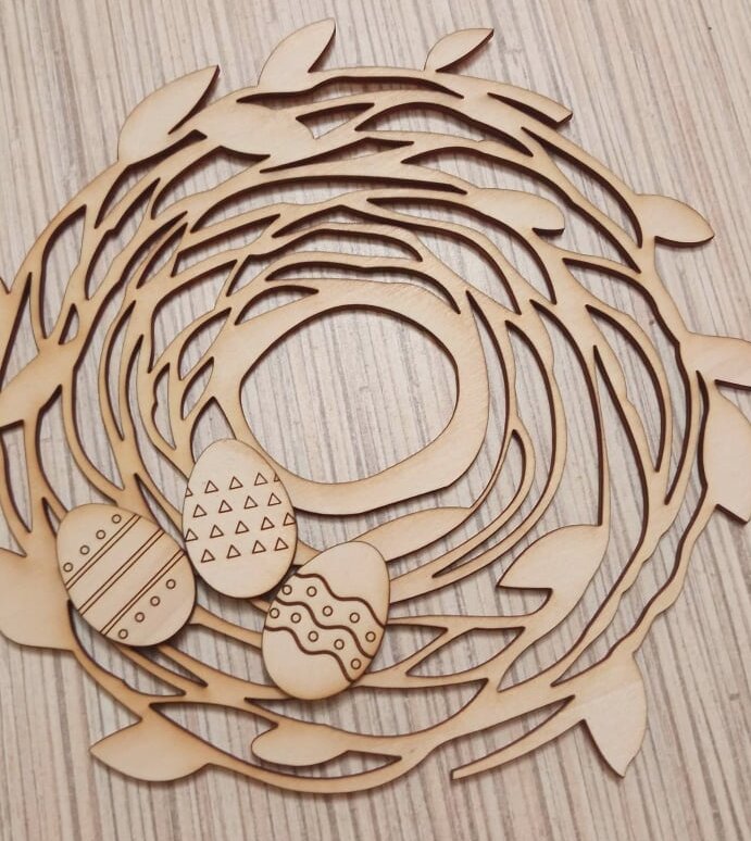 Σετ των 3 Intra απο ξύλο plywood 3mm-4mm πάχος – Ξύλινο πασχαλινό στεφάνι με αυγά για διακόσμηση 25x25 cm INTRAVECTRY-MY547756