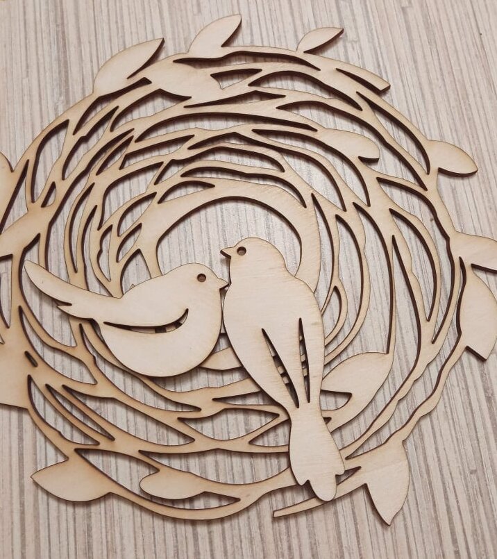 Σετ των 3 Intra απο ξύλο plywood 3mm-4mm πάχος – Ξύλινο πασχαλινό στεφάνι με πουλάκια για διακόσμηση 35x40 cm INTRAVECTRY-MY547757