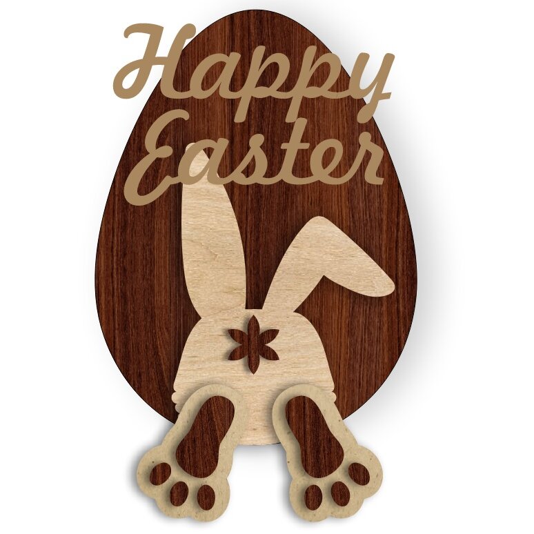 Σετ των 3 Intra απο ξύλο plywood 3mm-4mm πάχος – ξύλο κιτ πασχαλινών λαγουδάκι 30x30 cm INTRAVECTRY-MY547765