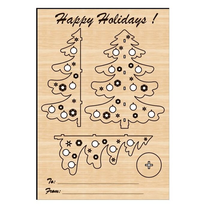 Σετ των 3 Intra απο ξύλο plywood 3mm-4mm πάχος – ξύλο τρισδιάστατων ευχετήριων καρτών για το χριστουγεννιάτικο δέντρο 25x25 cm INTRAVECTRY-MY547770