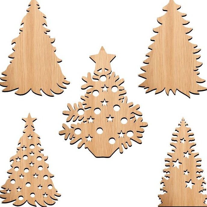 Σετ των 3 Intra απο ξύλο plywood 3mm-4mm πάχος – ξύλο χριστουγεννιάτικων σχημάτων για χειροτεχνίες 10x10 cm INTRAVECTRY-MY550427