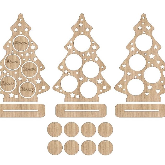 Σετ των 3 Intra απο ξύλο plywood 3mm-4mm πάχος – ξύλο Δέντρου Εμφάνιση Χριστουγεννιάτικων Διακοσμητικών Μπαλών 30x30 cm INTRAVECTRY-MY547774