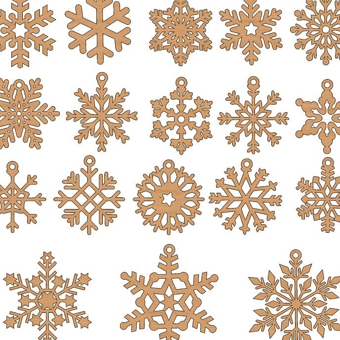 Σετ των 3 Intra απο ξύλο plywood 3mm-4mm πάχος – ξύλο νιφάδα χιονιού για στολισμούς χριστουγεννιάτικων δέντρων 40x40 cm INTRAVECTRY-MY550431