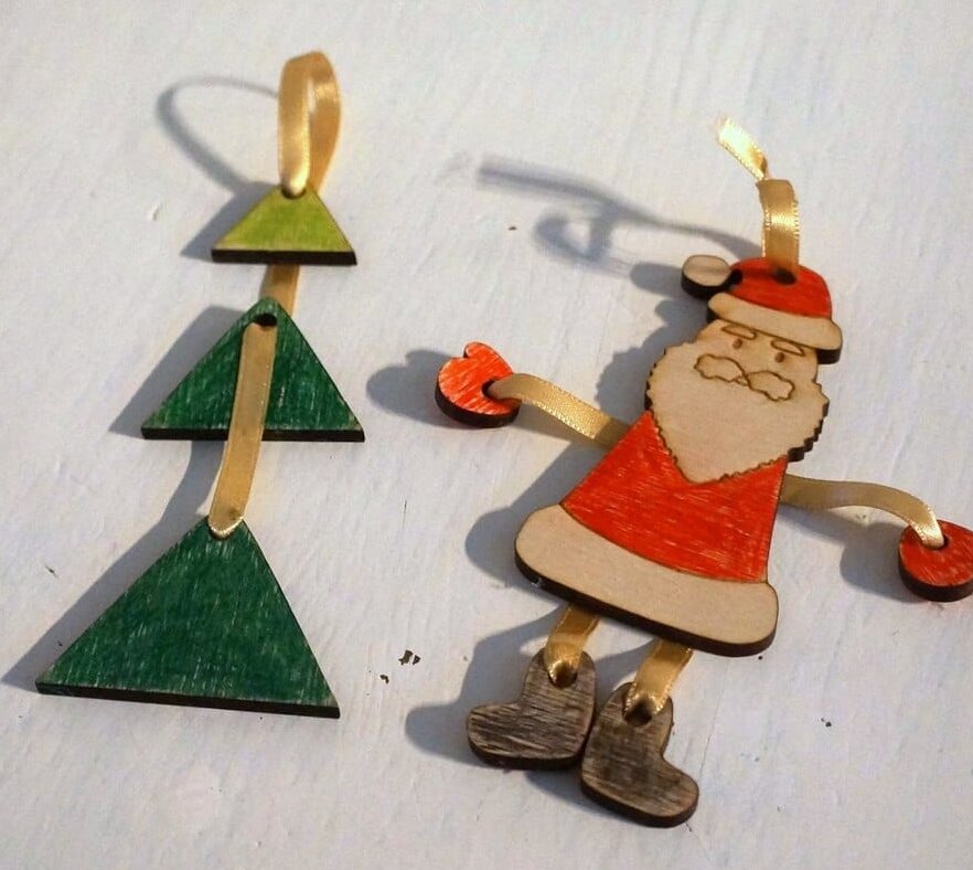 Σετ των 3 Intra απο ξύλο plywood 3mm-4mm πάχος – ξύλο στολίδι Άγιου Βασίλη και Χριστουγεννιάτικου Δέντρου 40x45 cm INTRAVECTRY-MY547786