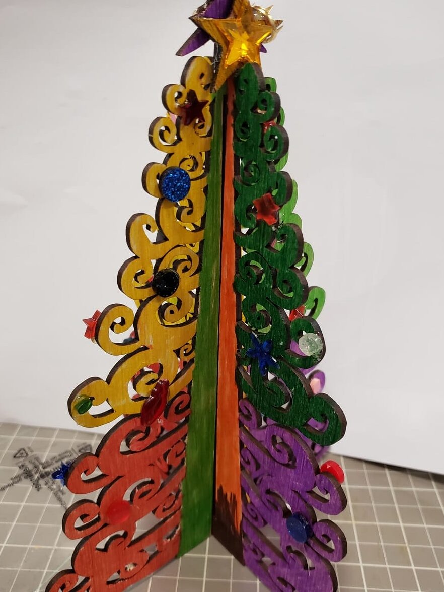 Σετ των 3 Intra απο ξύλο plywood 3mm-4mm πάχος – ξύλο χριστουγεννιάτικου δέντρου Swirl 40x40 cm INTRAVECTRY-MY547793