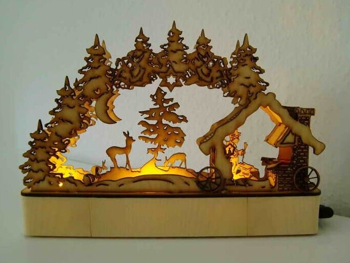 Σετ των 3 Intra απο ξύλο plywood 3mm-4mm πάχος – Φωτιστικό Χριστουγεννιάτικου τόξου από κόντρα πλακέ 40x40 cm INTRAVECTRY-MY547797