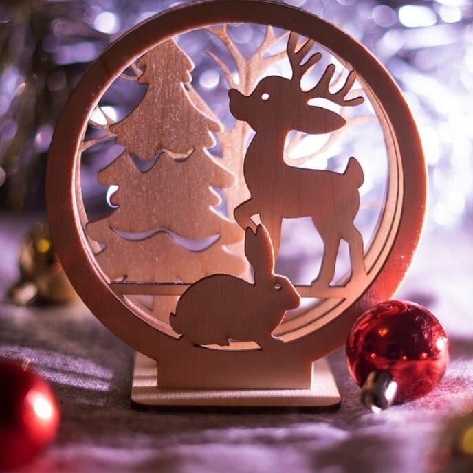 Σετ των 3 Intra απο ξύλο plywood 3mm-4mm πάχος – ξύλο πολλαπλών στρώσεων Χριστουγεννιάτικη Κρυστάλλινη Μπάλα 40x40 cm INTRAVECTRY-MY548644