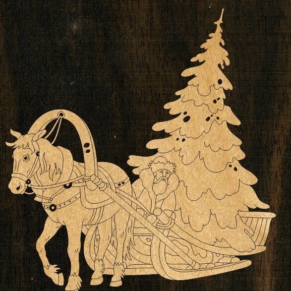 Σετ των 3 Intra απο ξύλο plywood 3mm-4mm πάχος – ξύλο μπιχλιμπιδιών με έλκηθρο Άγιου Βασίλη 50x60 cm INTRAVECTRY-MY547808