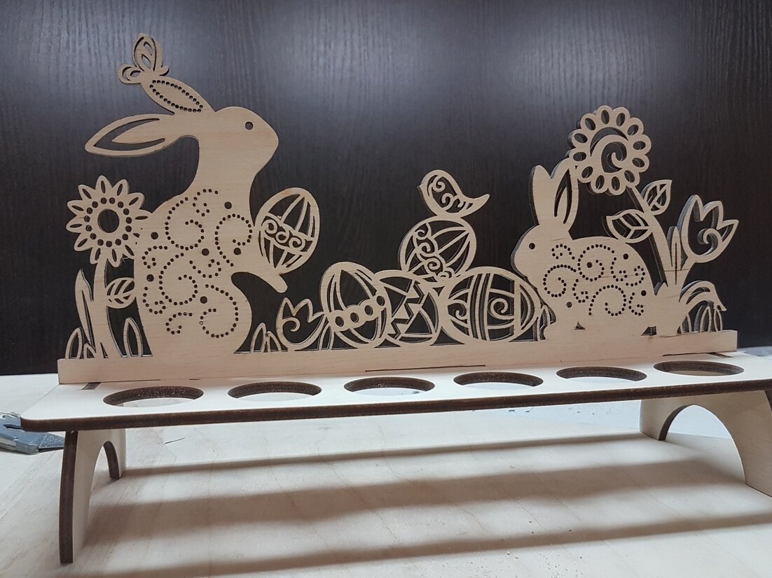 Σετ των 3 Intra απο ξύλο plywood 3mm-4mm πάχος – Ξύλινο σταντ πασχαλινών αυγών με λίμα λουλούδια και κουνέλια 25x30 cm INTRAVECTRY-MY547820