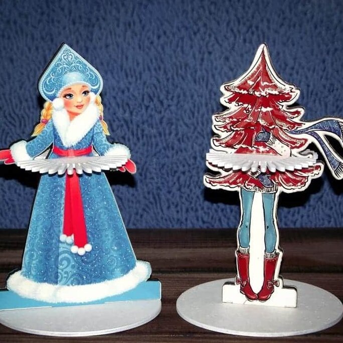 Σετ των 2 Intra απο ξύλο plywood 3mm-4mm πάχος – ξύλο θήκης χαρτοπετσέτας Snow Maiden Χριστουγεννιάτικο δέντρο 40x40 cm INTRAVECTRY-MY558169