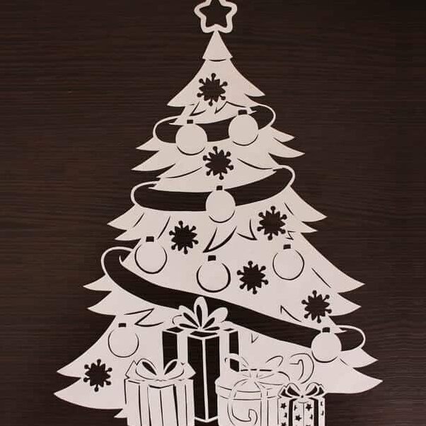 Σετ των 3 Intra απο ξύλο plywood 3mm-4mm πάχος – Χριστουγεννιάτικο δέντρο κοπής μήτρες στένσιλ Κάρτα άλμπουμ με ανάγλυφο ξύλο DXF 30x35 cm INTRAVECTRY-MY549646