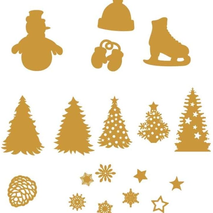 Σετ των 3 Intra απο ξύλο plywood 3mm-4mm πάχος – Χριστουγεννιάτικα στολίδια δέντρο, χιονάνθρωπος, νιφάδα χιονιού, παγοπέδιλο, γάντια Άγιου Βασίλη και ξύλο καπέλο 35x40 cm INTRAVECTRY-MY550452